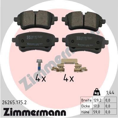 Kit de plaquettes de frein, frein à disque ZIMMERMANN 26265.175.2