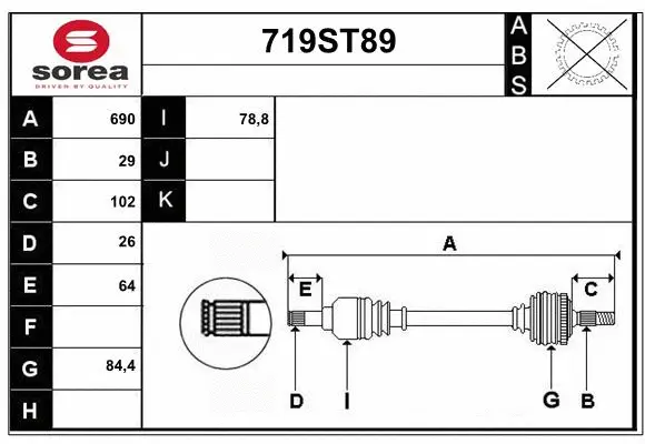 Arbre de transmission STARTCAR 719ST89
