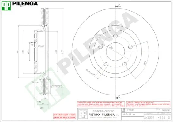 Disque de frein PILENGA V255