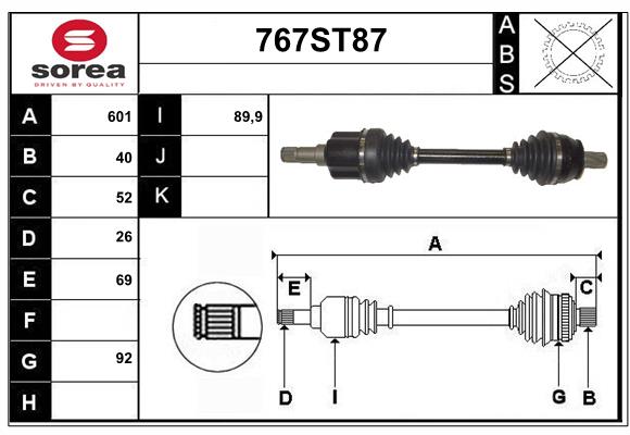 Arbre de transmission STARTCAR 767ST87