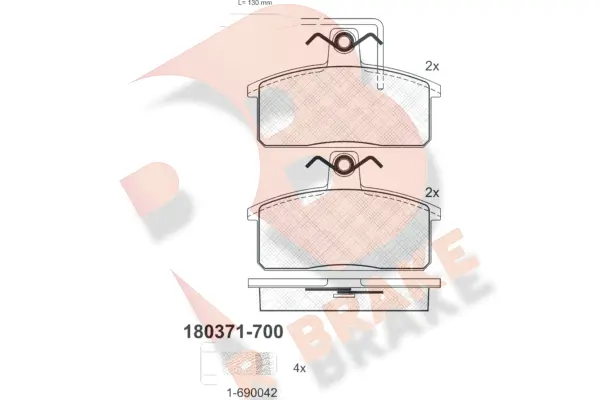 Kit de plaquettes de frein, frein à disque R BRAKE RB0371-700