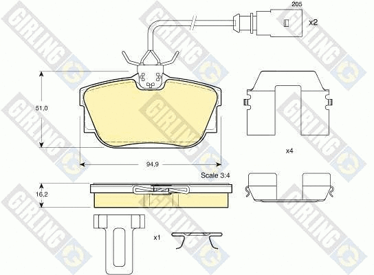 Kit de plaquettes de frein, frein à disque GIRLING 6113261