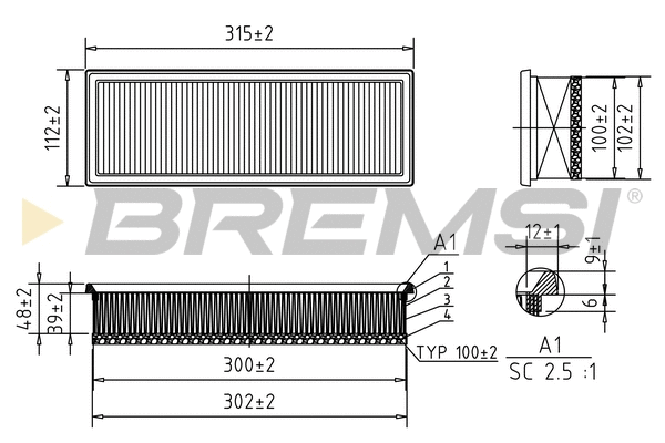 Filtre à air BREMSI FA0210