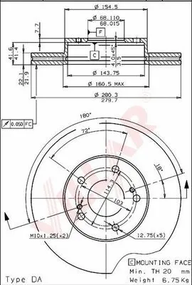 Disque de frein VILLAR 628.1307