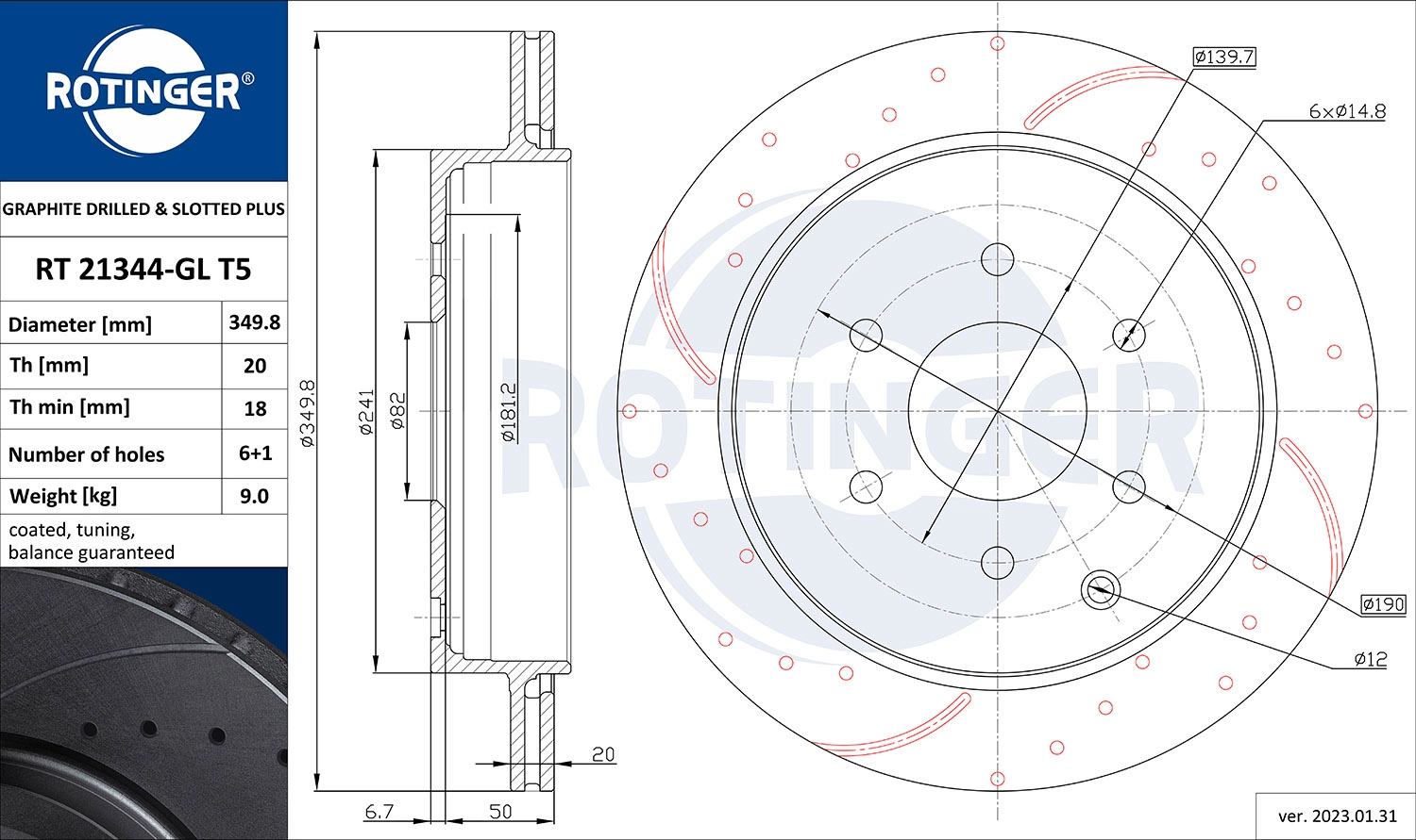 Disque de frein ROTINGER RT 21344-GL T5