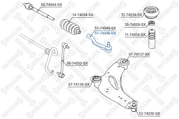 Rotule de barre de connexion STELLOX 51-74048-SX
