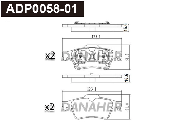 Kit de plaquettes de frein, frein à disque DANAHER ADP0058-01