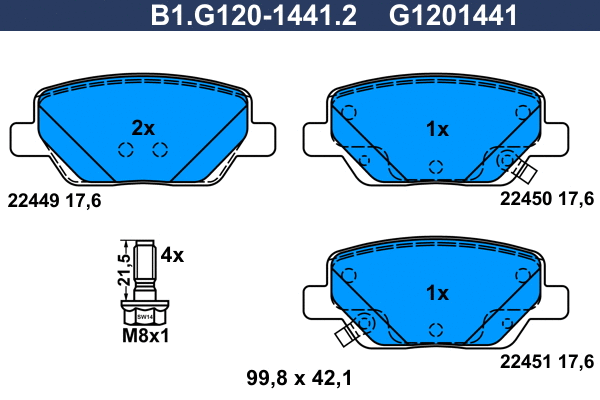 Kit de plaquettes de frein, frein à disque GALFER B1.G120-1441.2