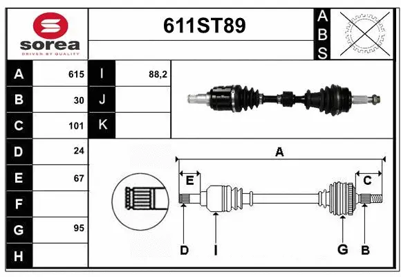 Arbre de transmission STARTCAR 611ST89