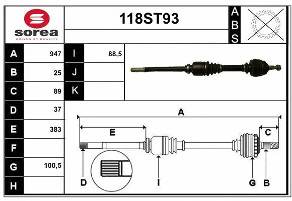 Arbre de transmission STARTCAR 118ST93