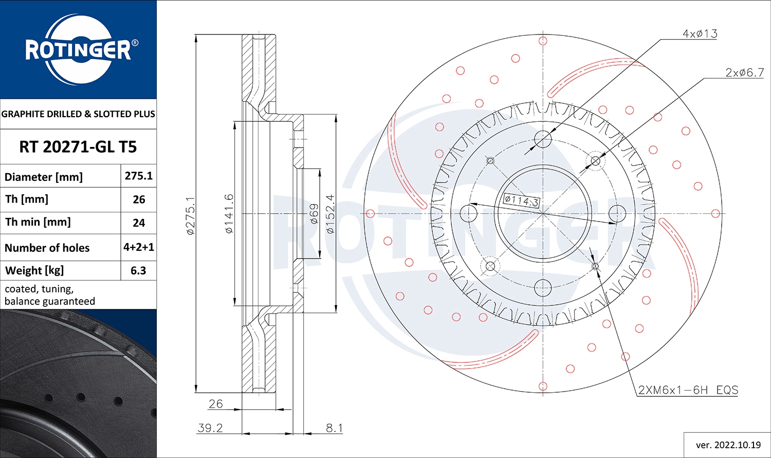 Disque de frein ROTINGER RT 20271-GL T5