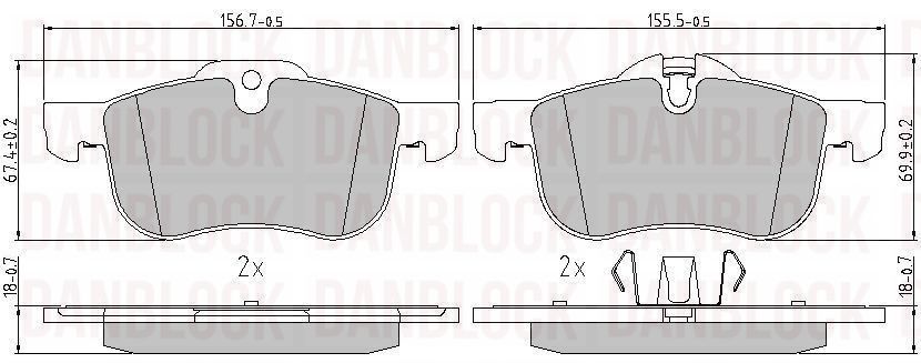 Kit de plaquettes de frein, frein à disque DANBLOCK DB 511044