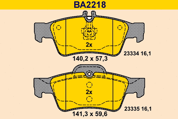 Kit de plaquettes de frein, frein à disque BARUM BA2218