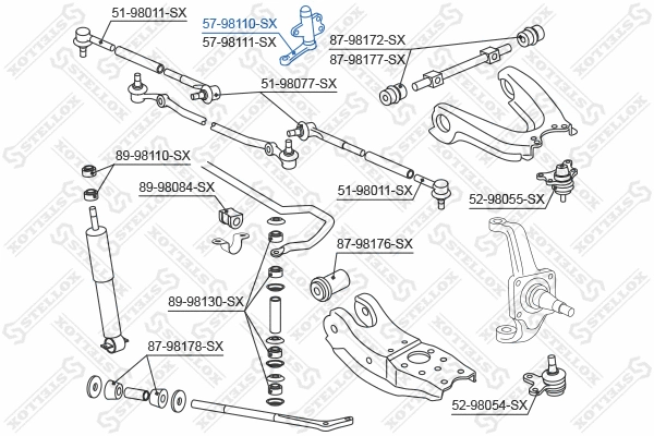 Levier intermédiaire de direction STELLOX 57-98110-SX