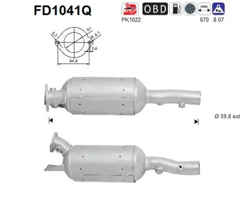 Filtre à particules / à suie, échappement AS FD1041Q