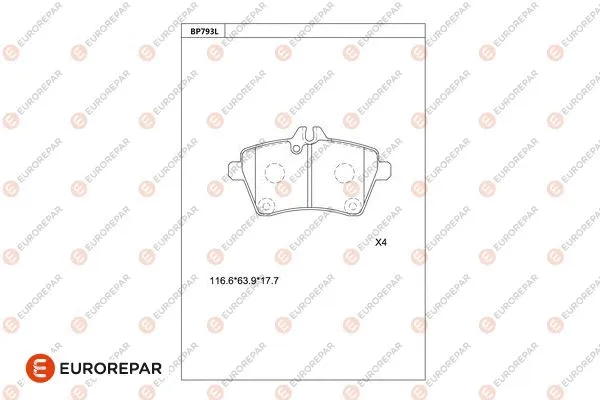 Kit de plaquettes de frein, frein à disque EUROREPAR 1681255480
