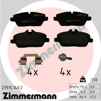 Kit de plaquettes de frein, frein à disque ZIMMERMANN 23915.140.2