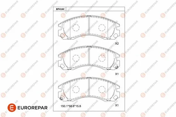 Kit de plaquettes de frein, frein à disque EUROREPAR 1681242980