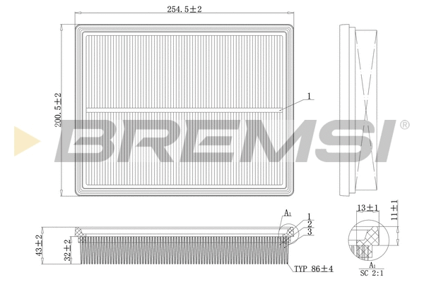 Filtre à air BREMSI FA1188