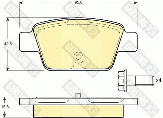 Kit de plaquettes de frein, frein à disque GIRLING 6114854