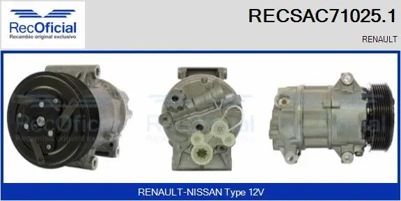 Compresseur, climatisation RECOFICIAL RECSAC71025.1