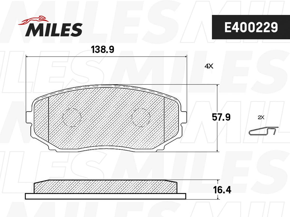 Kit de plaquettes de frein, frein à disque MILES E400229