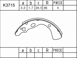 Jeu de mâchoires de frein ASIMCO K3715
