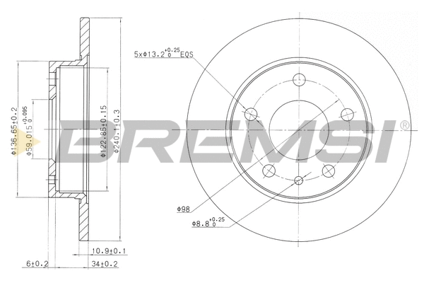 Disque de frein BREMSI CD6818S