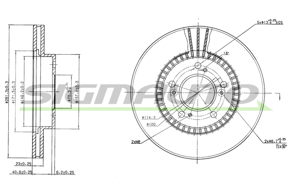 Disque de frein SIGMAUTO DBA829V