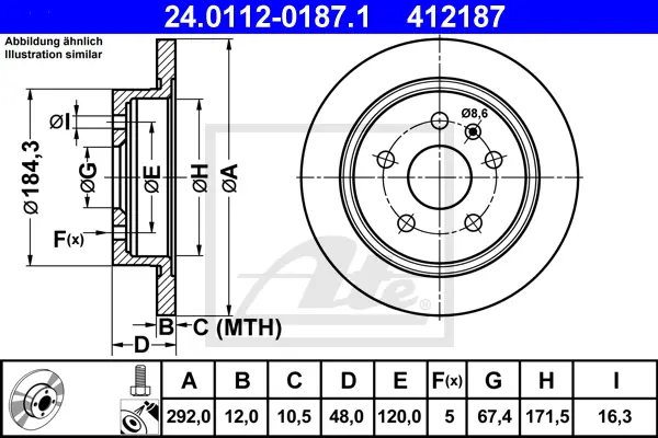 Disque de frein ATE-APAC 24.0112-0187.1