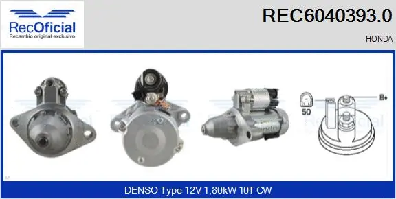 Démarreur RECOFICIAL REC6040393.0