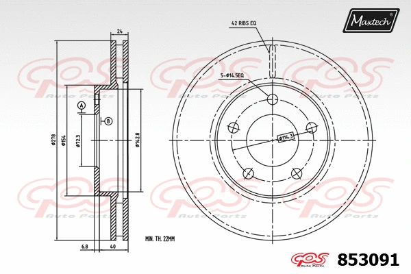 Disque de frein MAXTECH 853091