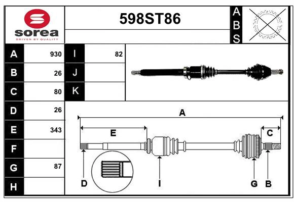 Arbre de transmission STARTCAR 598ST86
