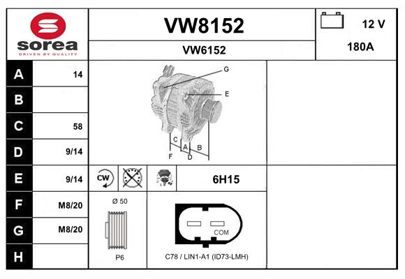 Alternateur SNRA VW8152