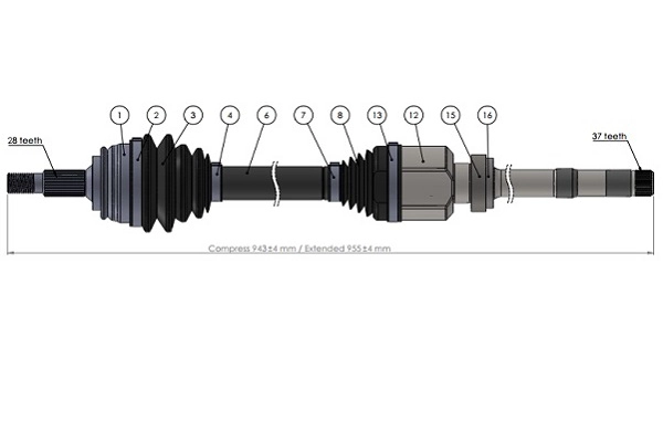 Arbre de transmission SERCORE 221829