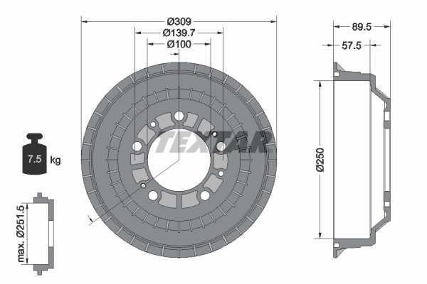 Tambour de frein TEXTAR 94015700
