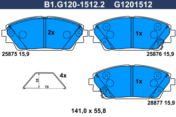 Kit de plaquettes de frein, frein à disque GALFER B1.G120-1512.2