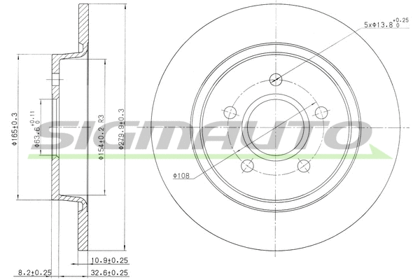Disque de frein SIGMAUTO DBB227S