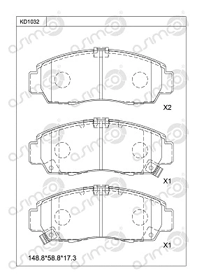 Kit de plaquettes de frein, frein à disque ASIMCO KD1032