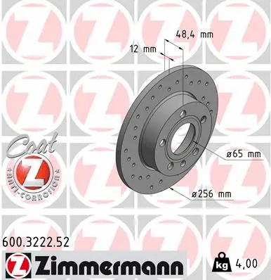 Disque de frein ZIMMERMANN 600.3222.52