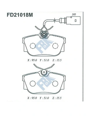 Kit de plaquettes de frein, frein à disque FBK FD21018M