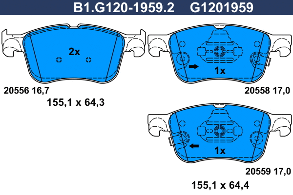Kit de plaquettes de frein, frein à disque GALFER B1.G120-1959.2