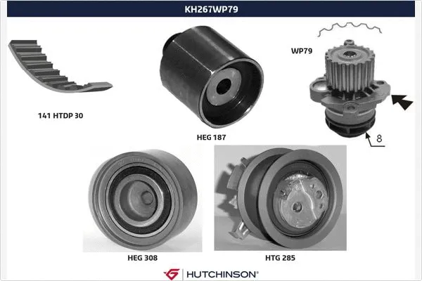 Pompe à eau + kit de courroie crantée HUTCHINSON KH 267WP79