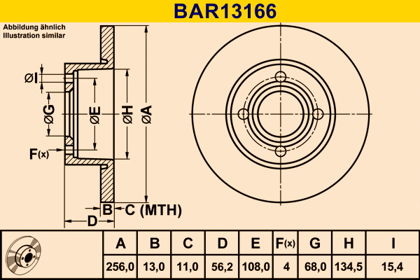 Disque de frein BARUM BAR13166