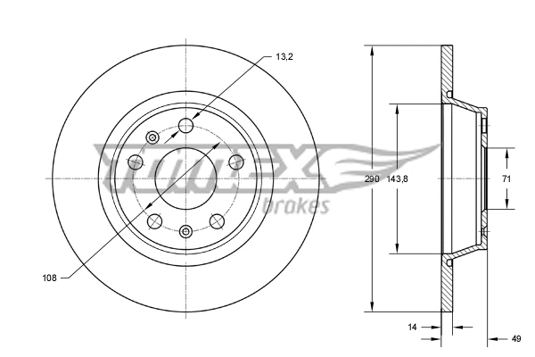 Disque de frein TOMEX Brakes TX 73-48