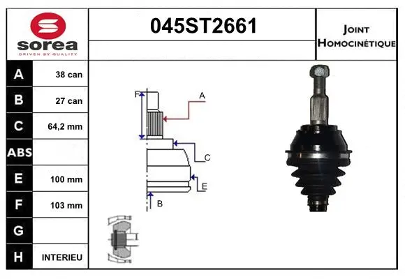 Jeu de joints, arbre de transmission STARTCAR 045ST2661