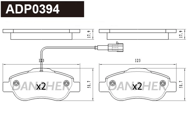 Kit de plaquettes de frein, frein à disque DANAHER ADP0394