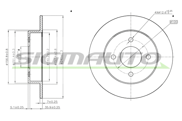 Disque de frein SIGMAUTO DBB058S