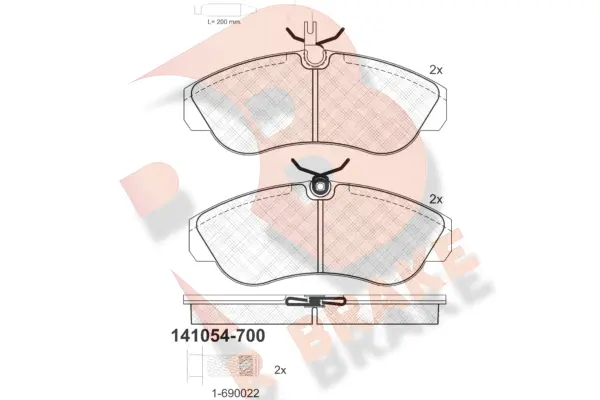 Kit de plaquettes de frein, frein à disque R BRAKE RB1054-700