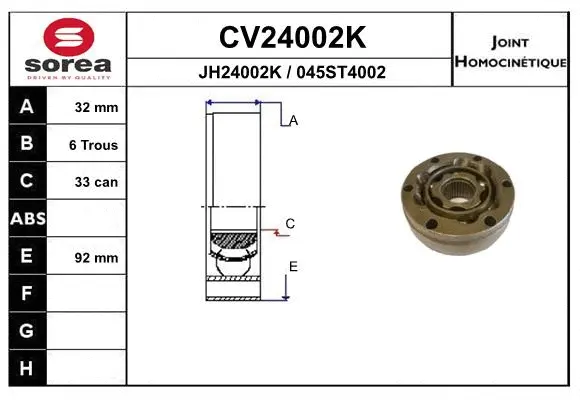 Jeu de joints, arbre de transmission EAI CV24002K